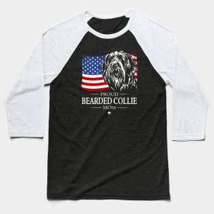 Proud Bearded Collie Mom American Flag patriotic gift dog Baseball T-Shirt
